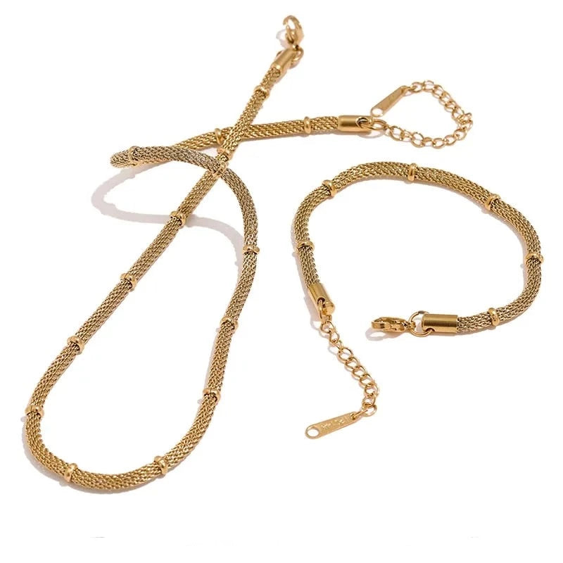 Conjunto Colar e Pulseira Alessia em Ouro 18K