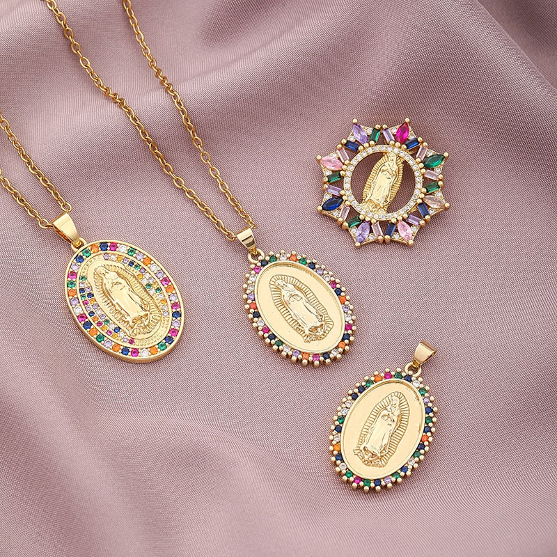 Colar Virgem Maria com Zircônias Delicadas