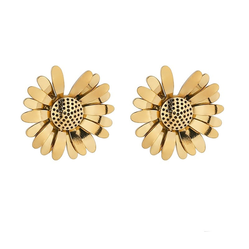 Brinco Stud Flower em Ouro 18K