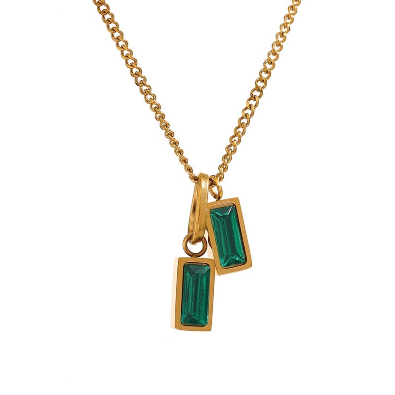 Colar Emery com 2 Pingentes em Zircônia e Ouro 18K