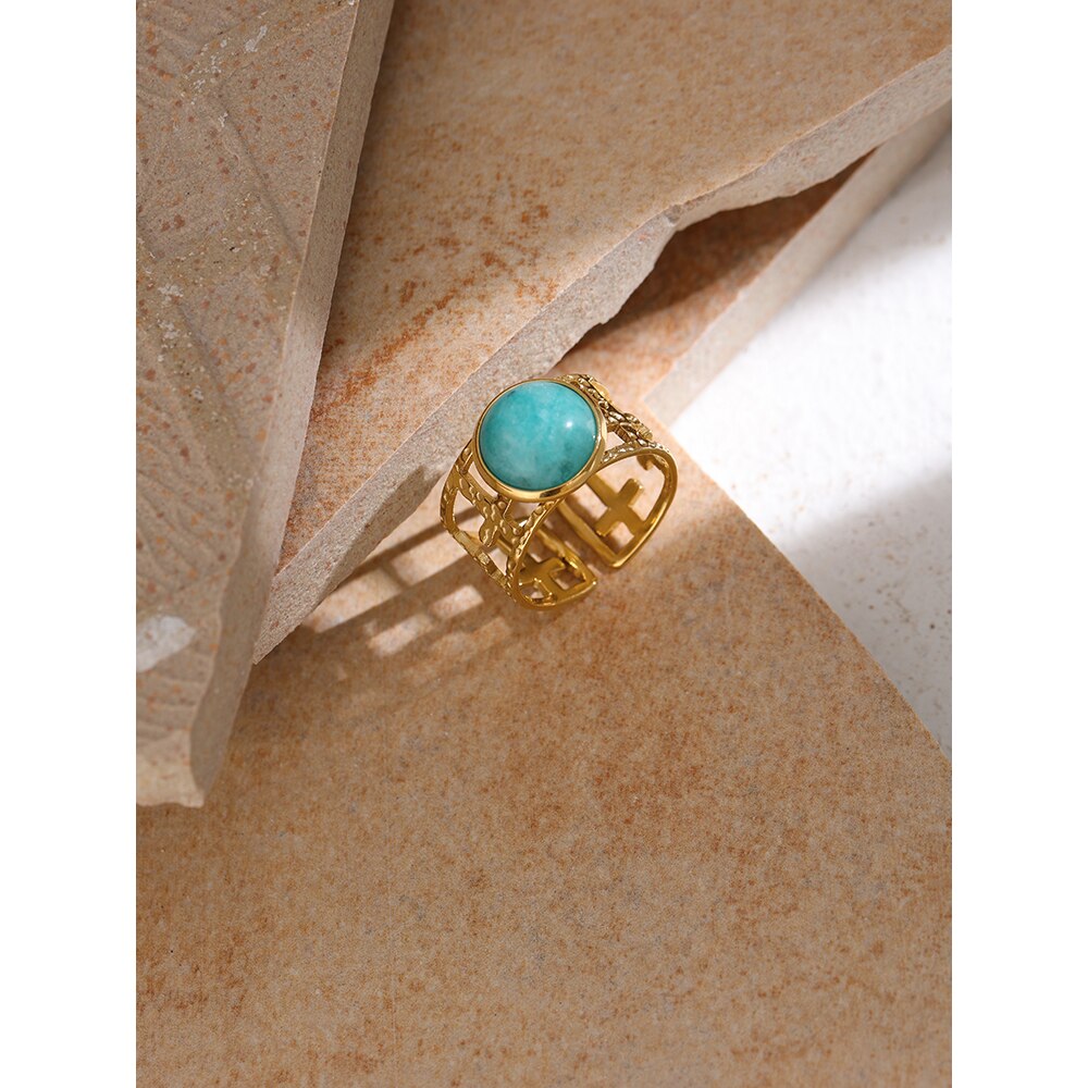 Anel Pedra Natural em Ouro 18K