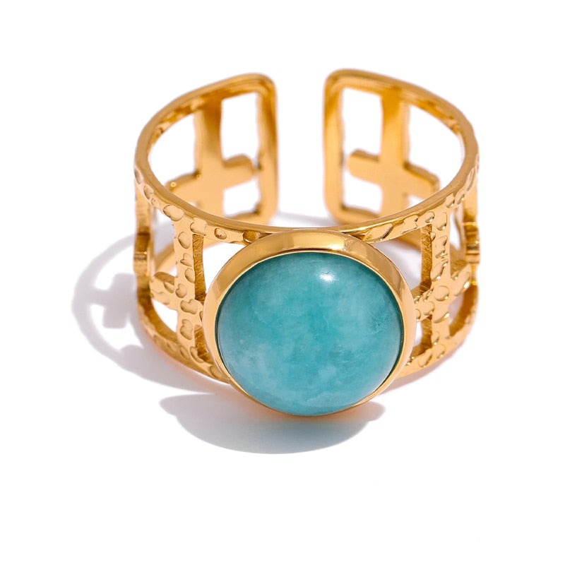 Anel Pedra Natural em Ouro 18K