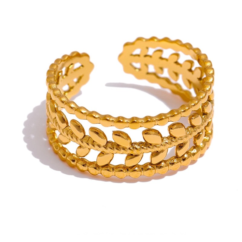 Anel Folhas de Louro em Ouro 18K