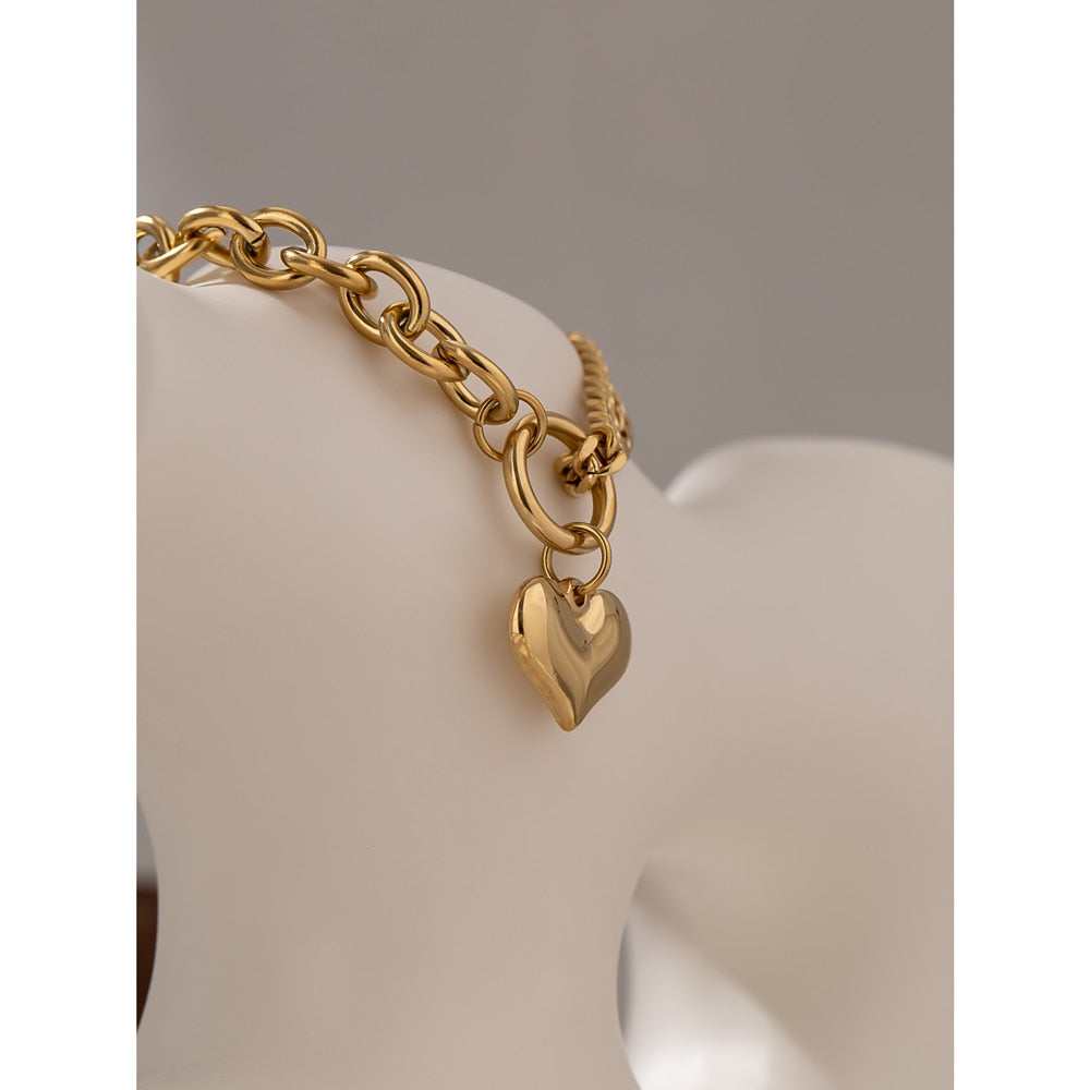 Pulseira Grumet Heart em Ouro 18K