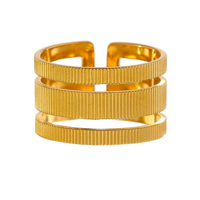 Anel Minimalista Geométrico em Ouro 18K
