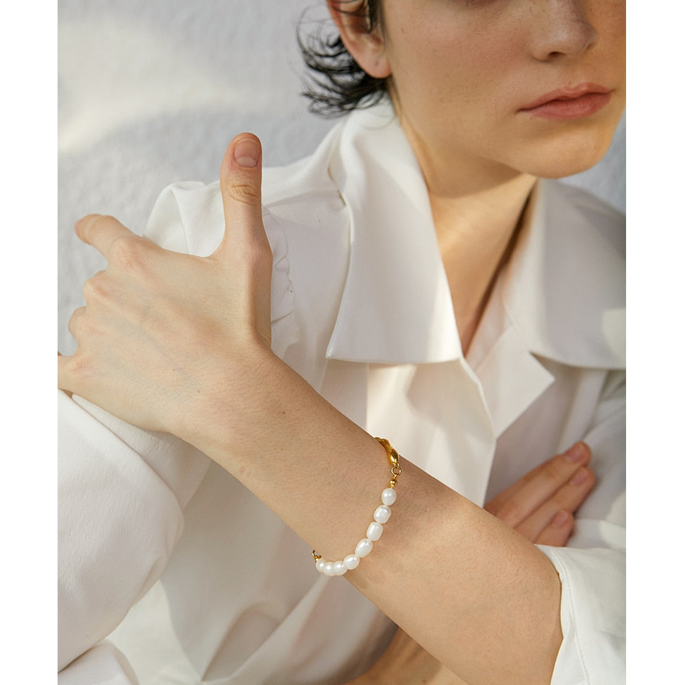Bracelete de Pérolas Barrocas em Ouro 18K