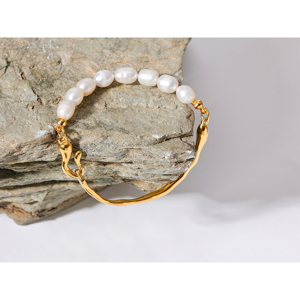 Bracelete de Pérolas Barrocas em Ouro 18K
