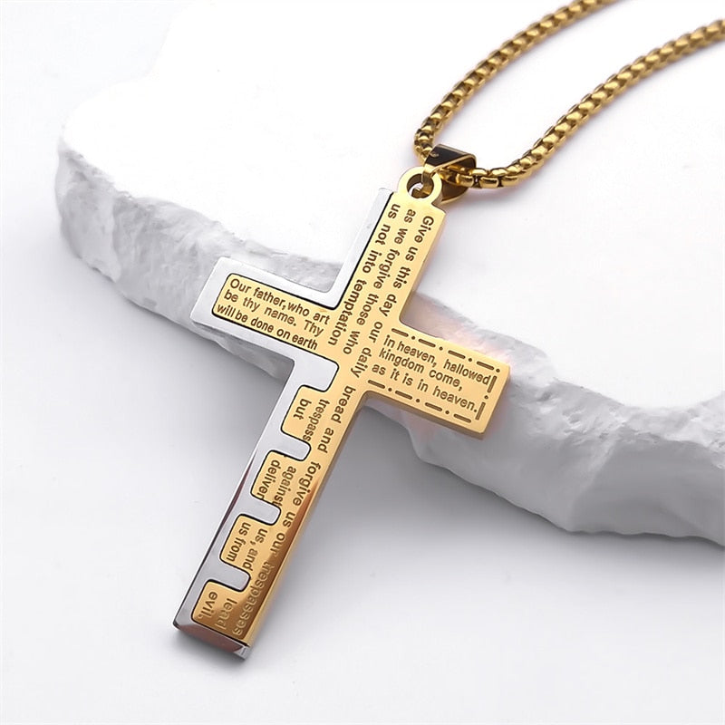 Colar Crucifixo com Oração Pai Nosso