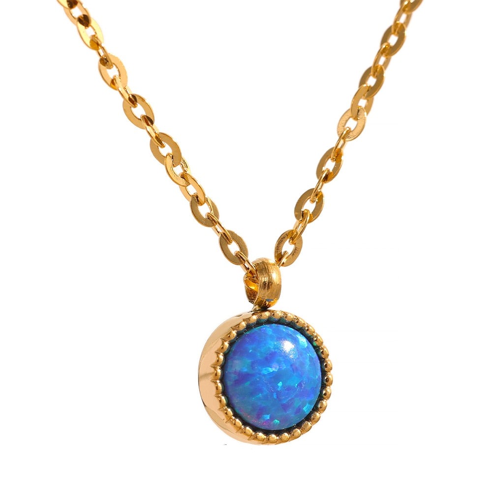 Colar de Opala Azul em Ouro 18K