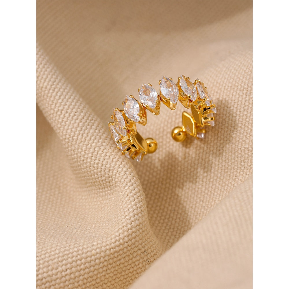 Anel Coroa Brilhante de Zircônias em Ouro 18K