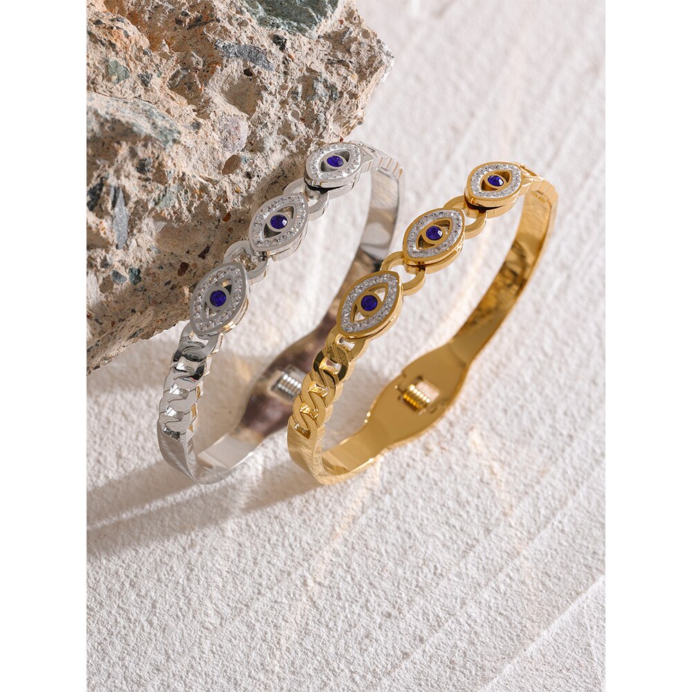 Bracelete Olho Grego em Zircônias em Ouro 18k ou Prata 925