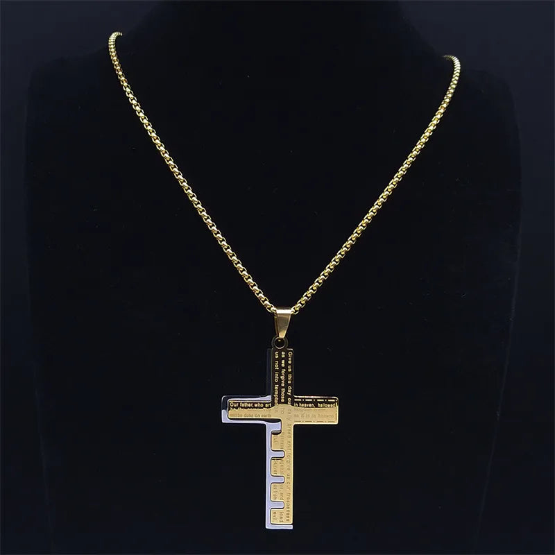 Colar Crucifixo com Oração Pai Nosso