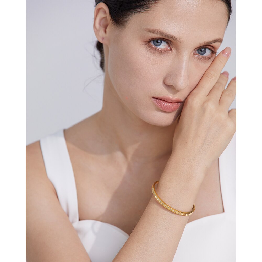 Bracelete Gaia Cravejado de Zircônias Ouro 18K ou Prata 925