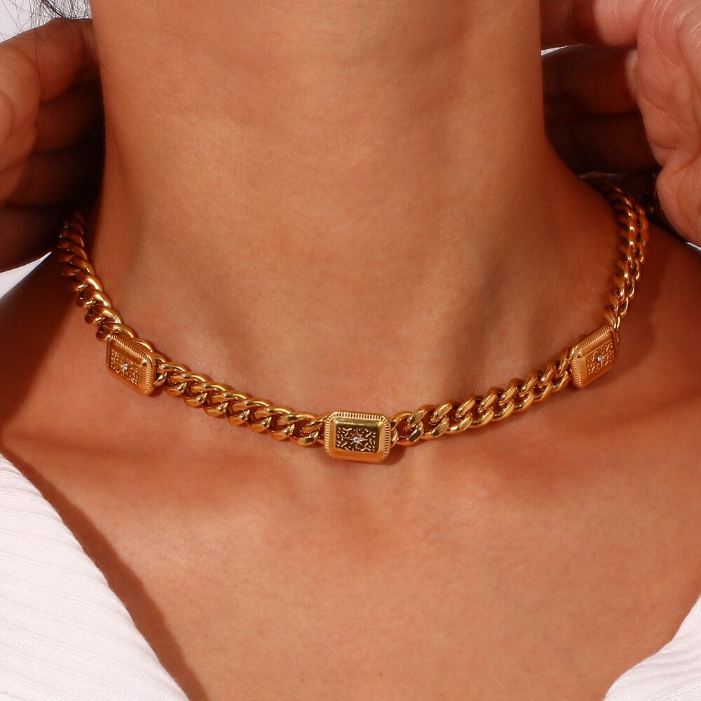 Conjunto Colar e Brincos Cubana em Ouro 18k