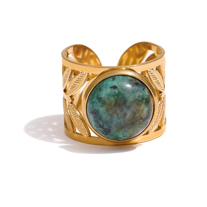 Anel Turquesa Redonda em Ouro 18K