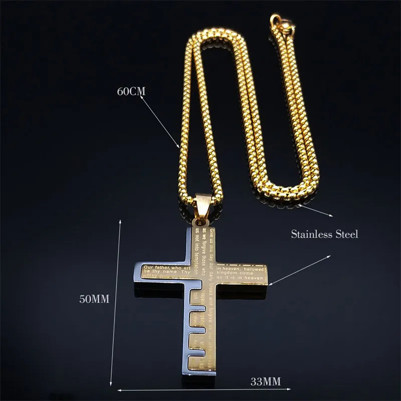 Colar Crucifixo com Oração Pai Nosso