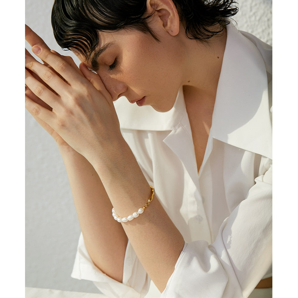 Bracelete de Pérolas Barrocas em Ouro 18K