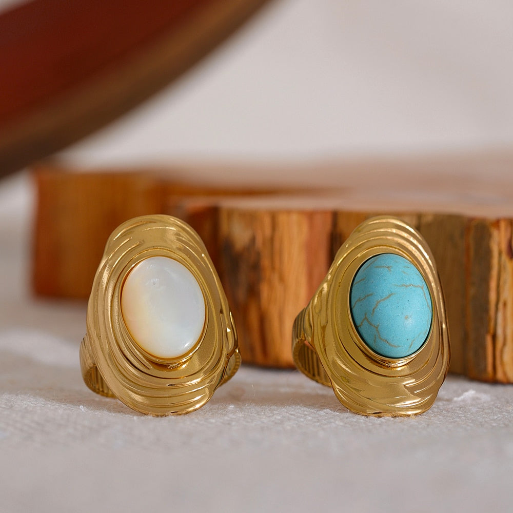 Anel Pedras Naturais em Ouro 18K