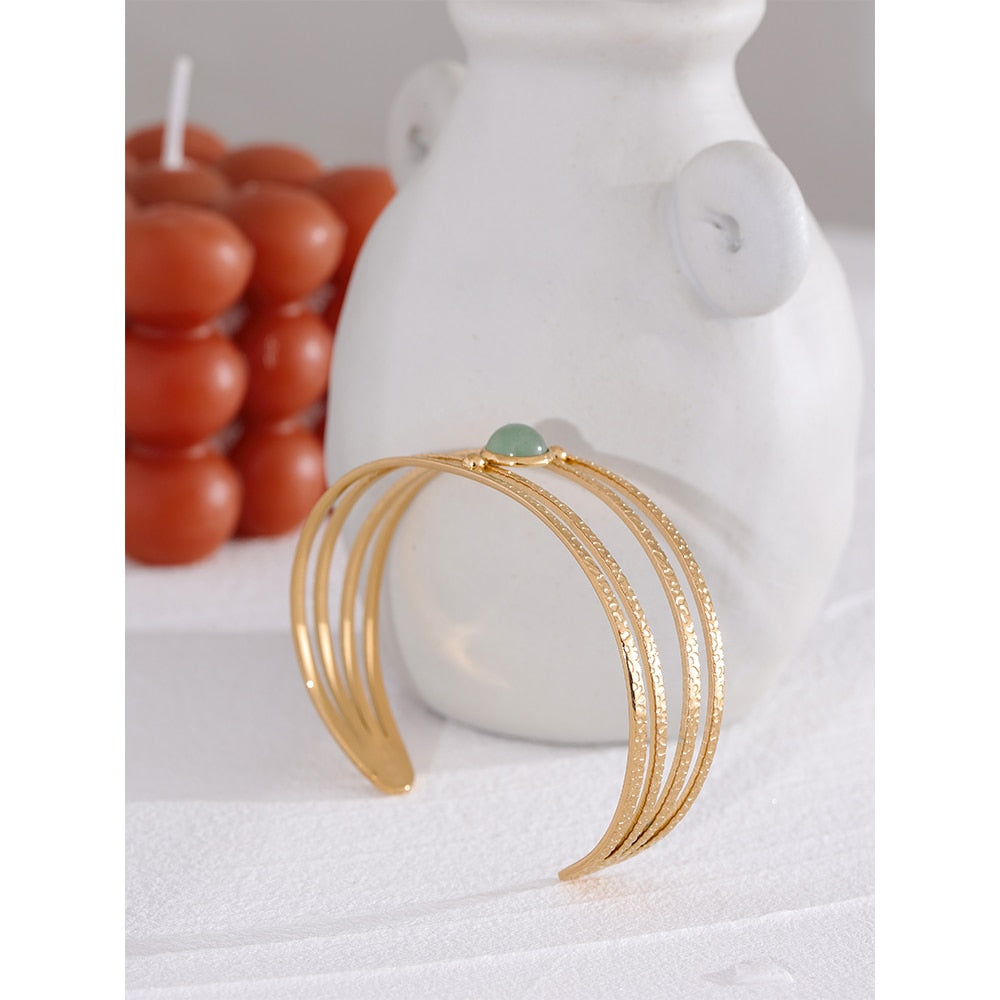 Bracelete Boho Green Stone em Ouro 18K