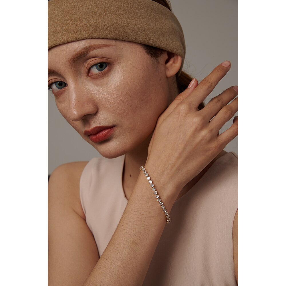 Pulseira Riviera Click em Zircônias e Ouro 18K