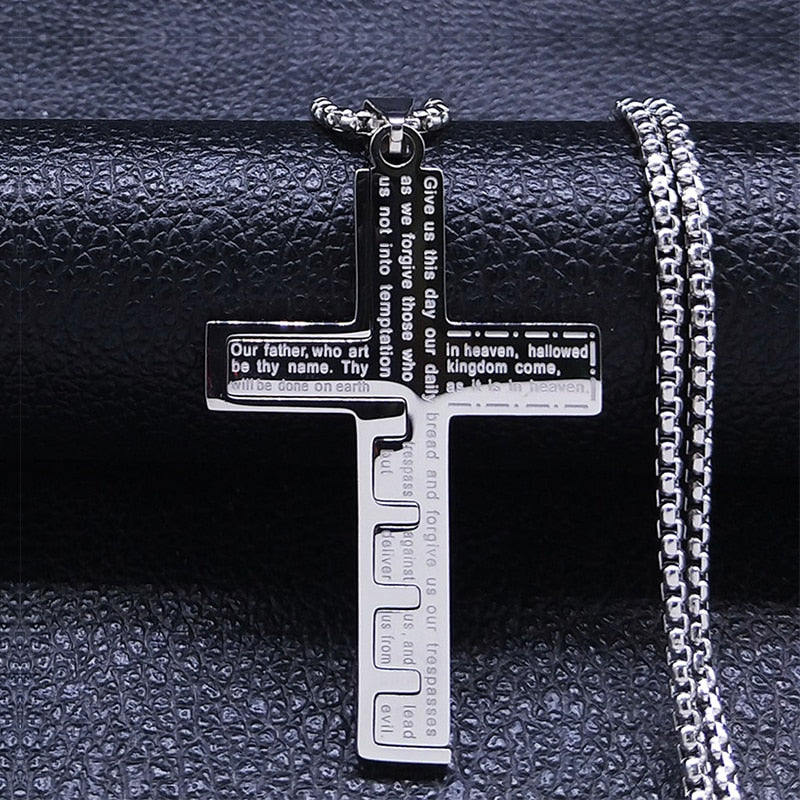Colar Crucifixo com Oração Pai Nosso