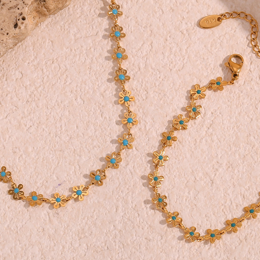 Conjunto Colar e Pulseira Fiori em Ouro 18K