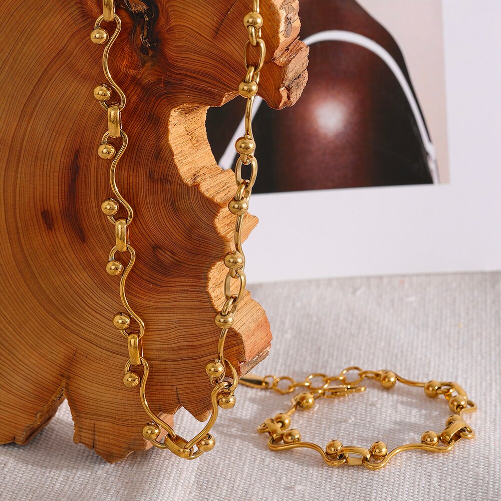 Conjunto Colar e Pulseira Brianna em Ouro 18K