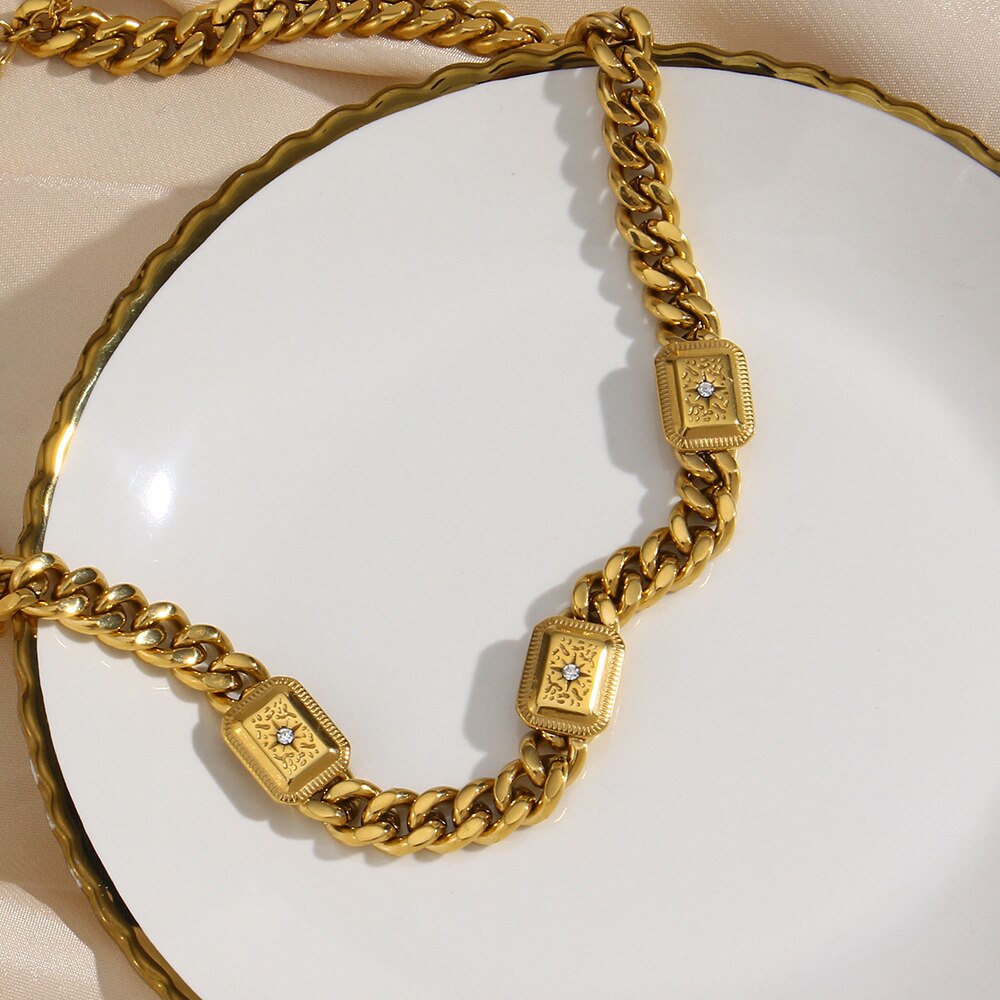 Conjunto Colar e Brincos Cubana em Ouro 18k