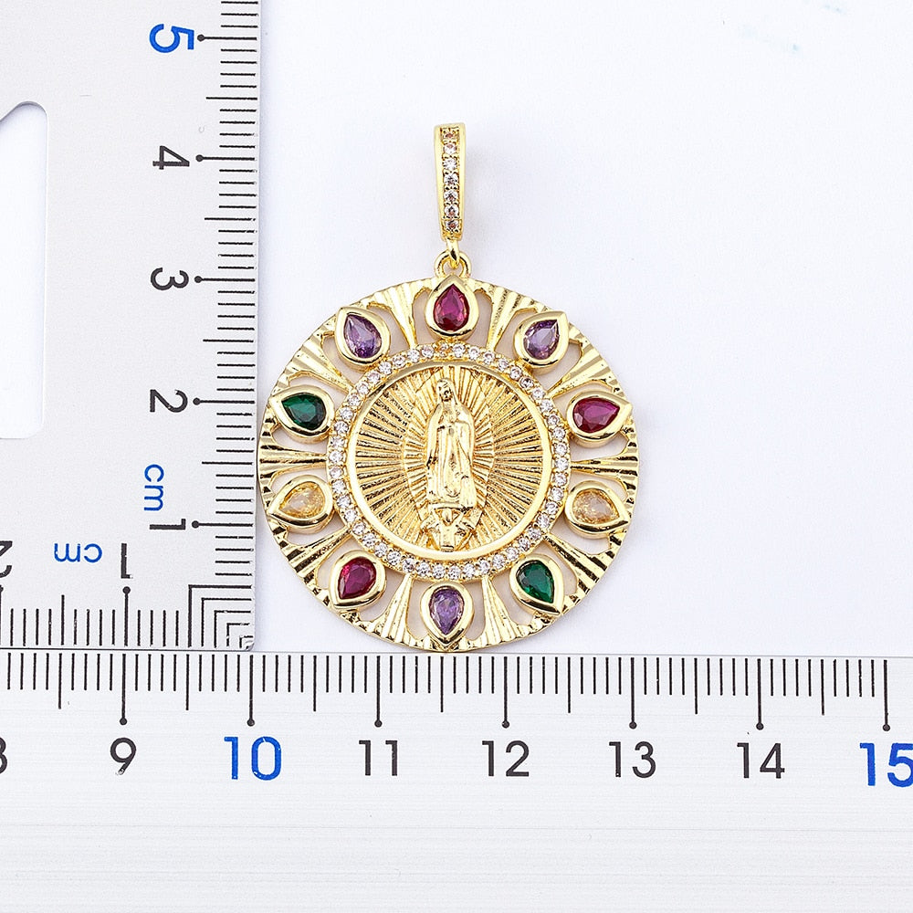 Colar Virgem Maria em Drop de Zircônias Brilhantes