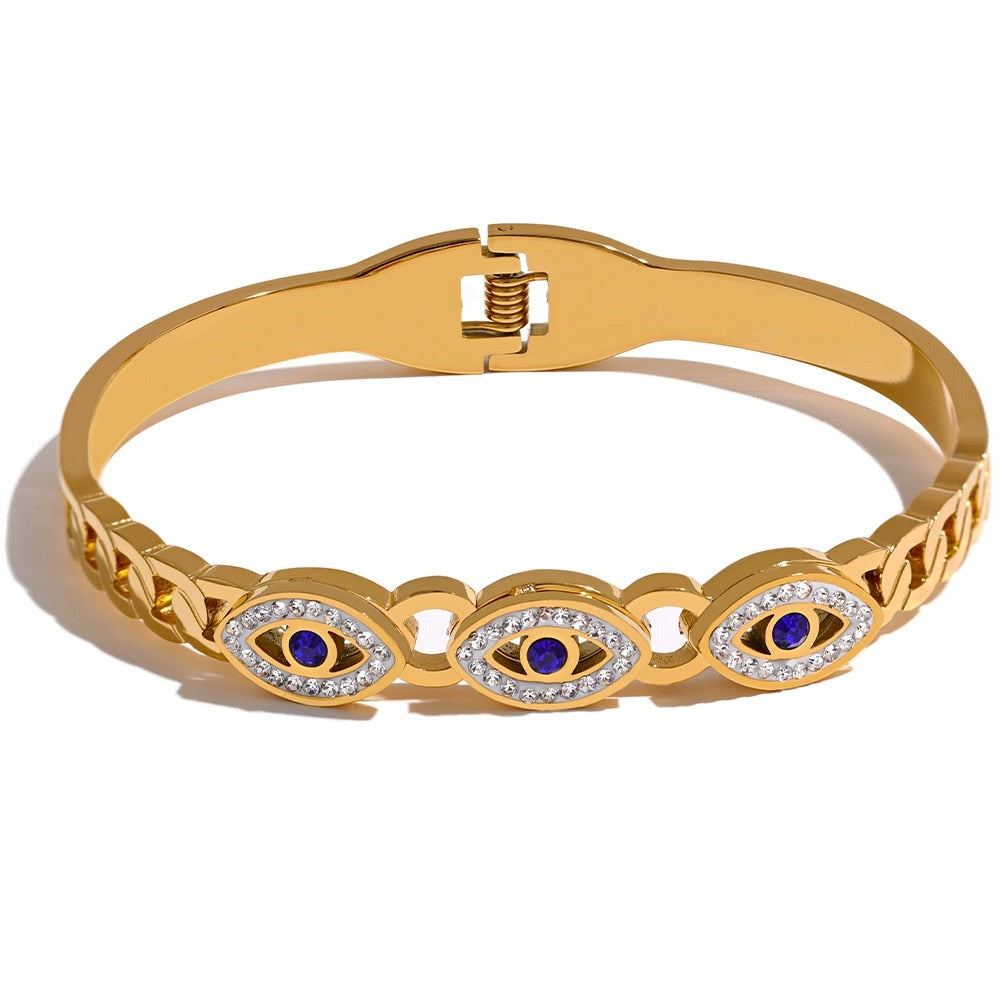Bracelete Olho Grego em Zircônias em Ouro 18k ou Prata 925