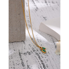 Colar Emery com 2 Pingentes em Zircônia e Ouro 18K