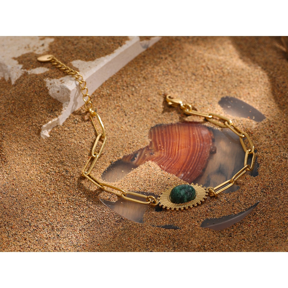 Pulseira Cartier com Turquesa Solitária em Ouro 18K