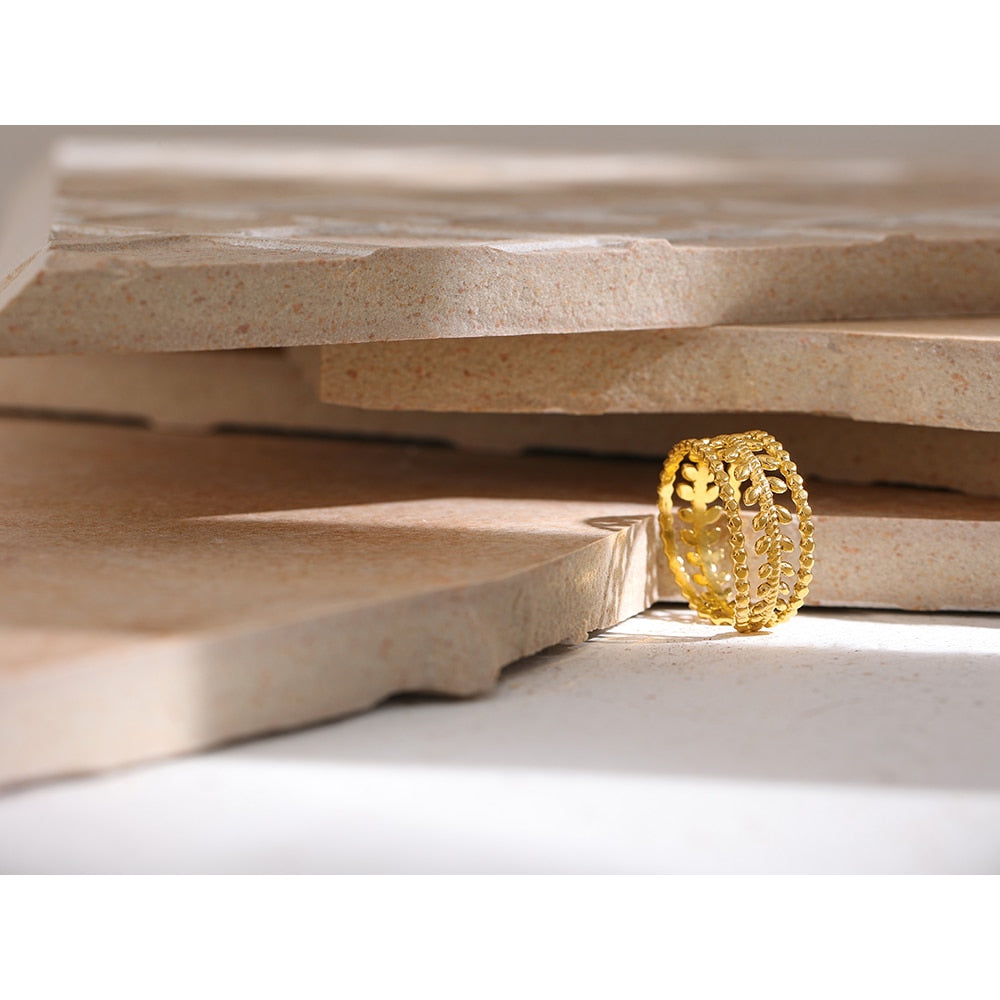 Anel Folhas de Louro em Ouro 18K