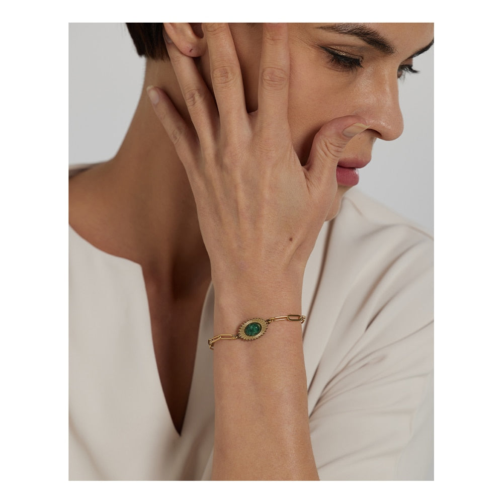 Pulseira Cartier com Turquesa Solitária em Ouro 18K