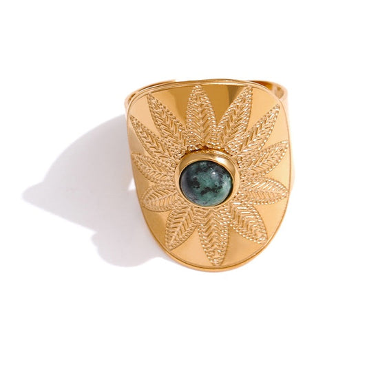 Anel Flor de Turquesa em Ouro 18K