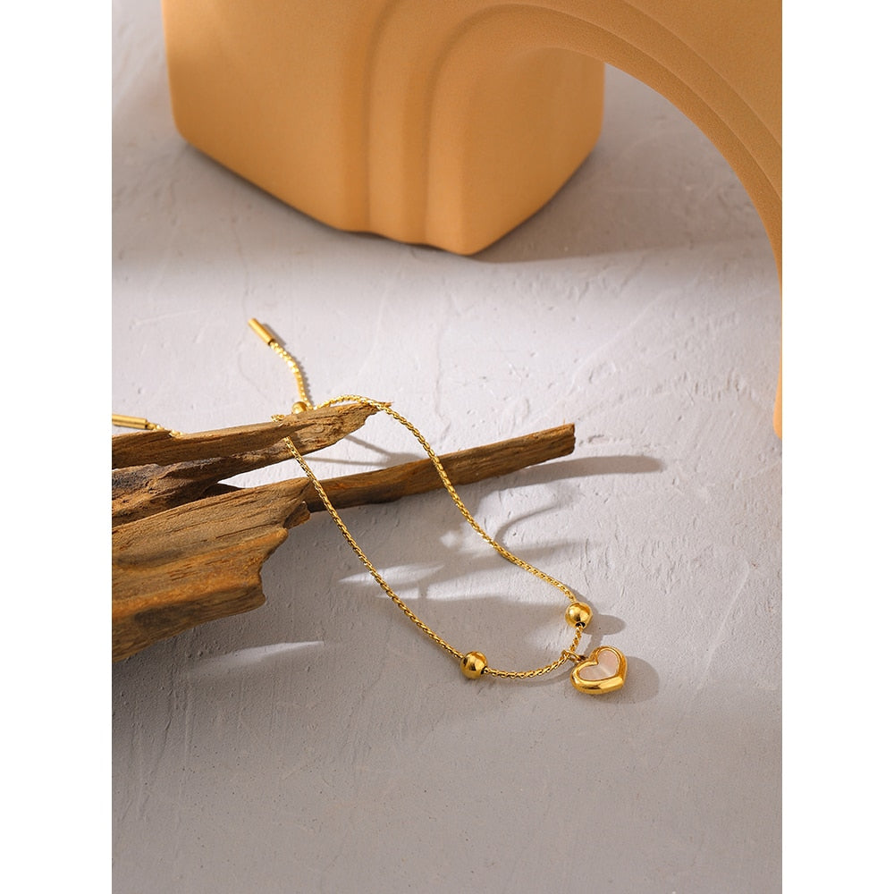 Pulseira Coração em Pérola e Ouro 18K