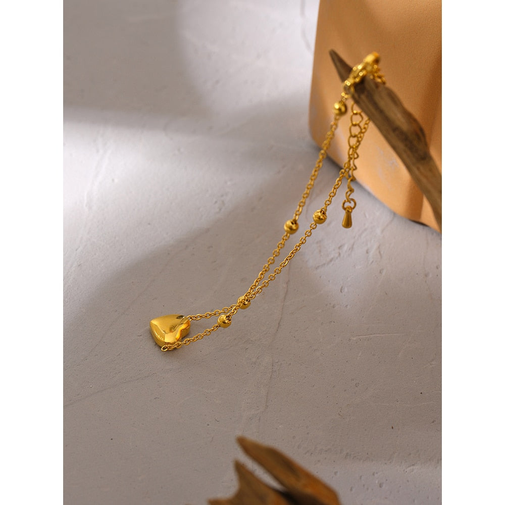 Tornozeleira Mini Heart Banhada em Ouro 18K