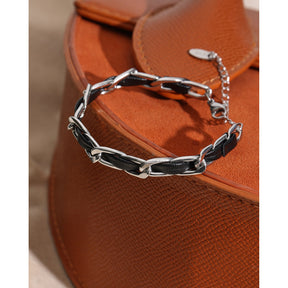 Pulseira Lohan Couro e Ouro 18k ou Prata 925