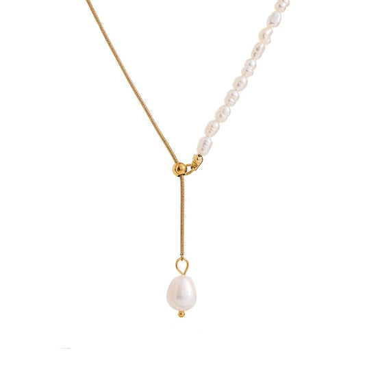 Colar Elegance Poggi de Pérolas Barrocas e Ouro 18K