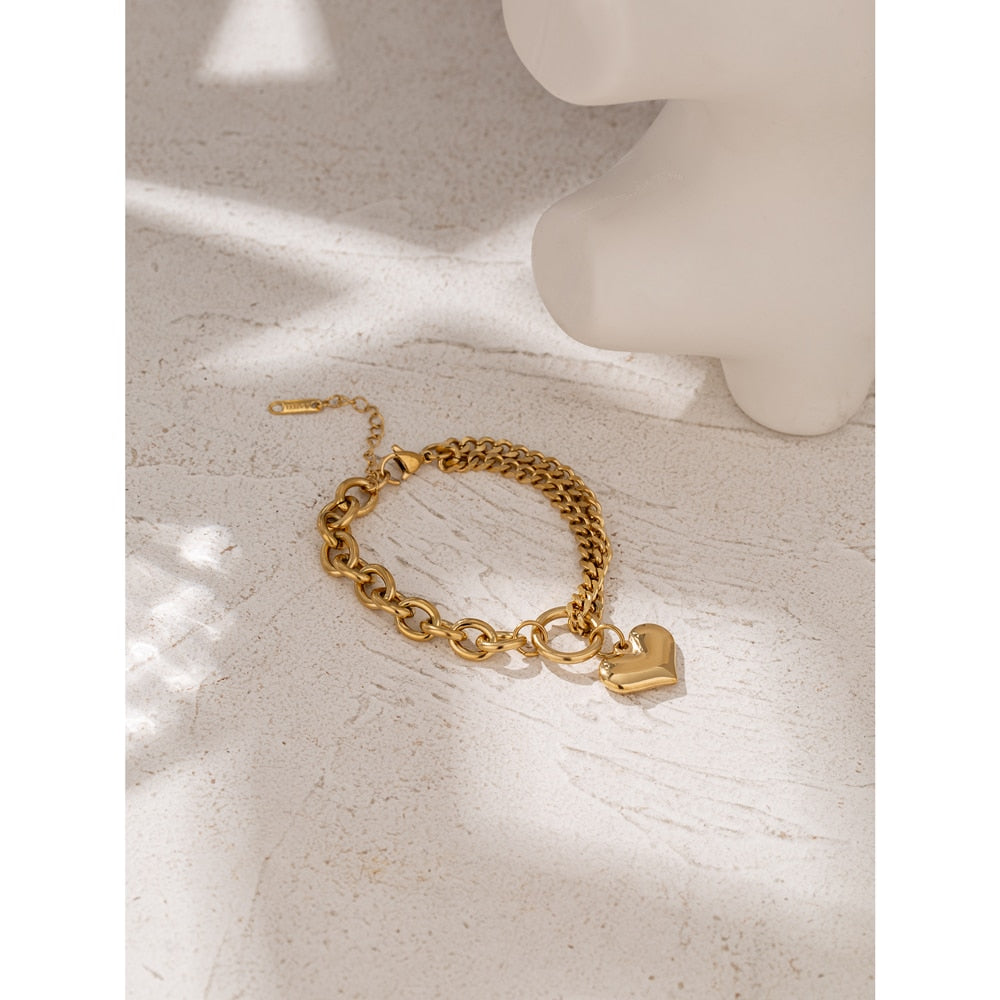 Pulseira Grumet Heart em Ouro 18K