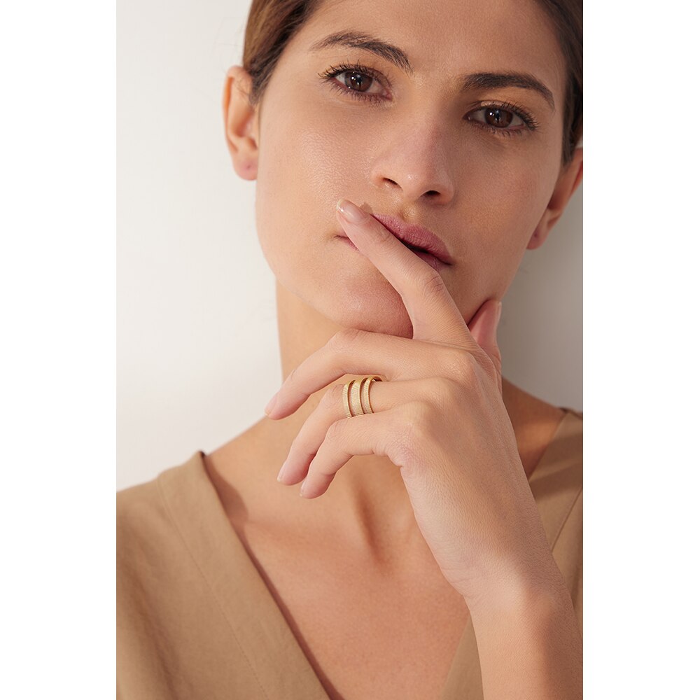 Anel Minimalista Geométrico em Ouro 18K