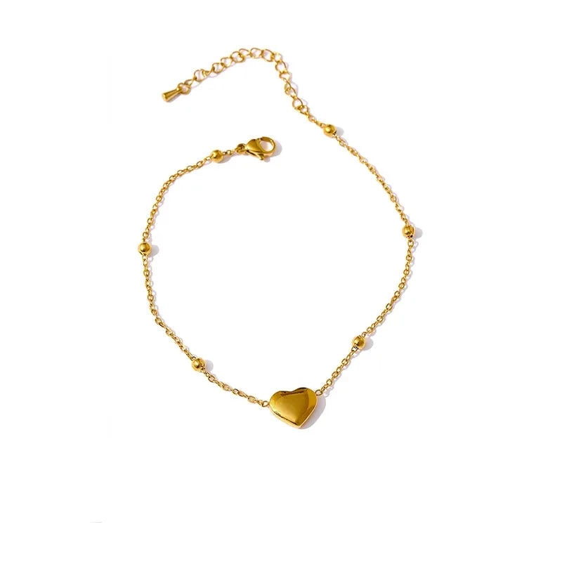 Tornozeleira Mini Heart Banhada em Ouro 18K