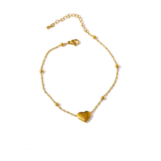 Tornozeleira Mini Heart Banhada em Ouro 18K