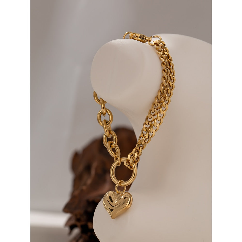 Pulseira Grumet Heart em Ouro 18K