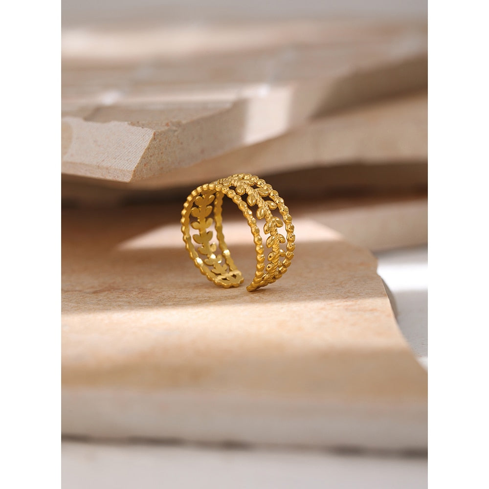 Anel Folhas de Louro em Ouro 18K