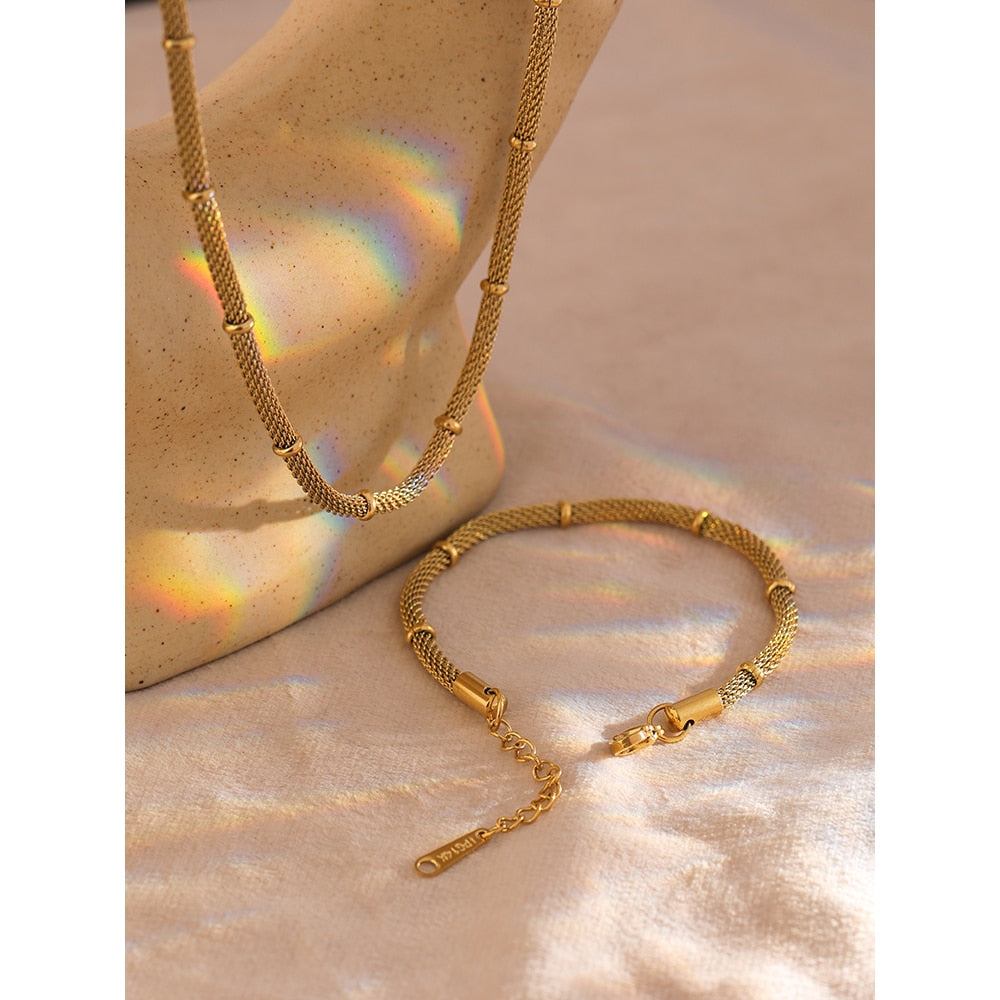 Conjunto Colar e Pulseira Alessia em Ouro 18K