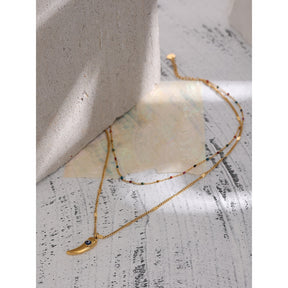 Conjunto de 2 Colares Olho Grego e Pedras Naturais em Ouro 18K