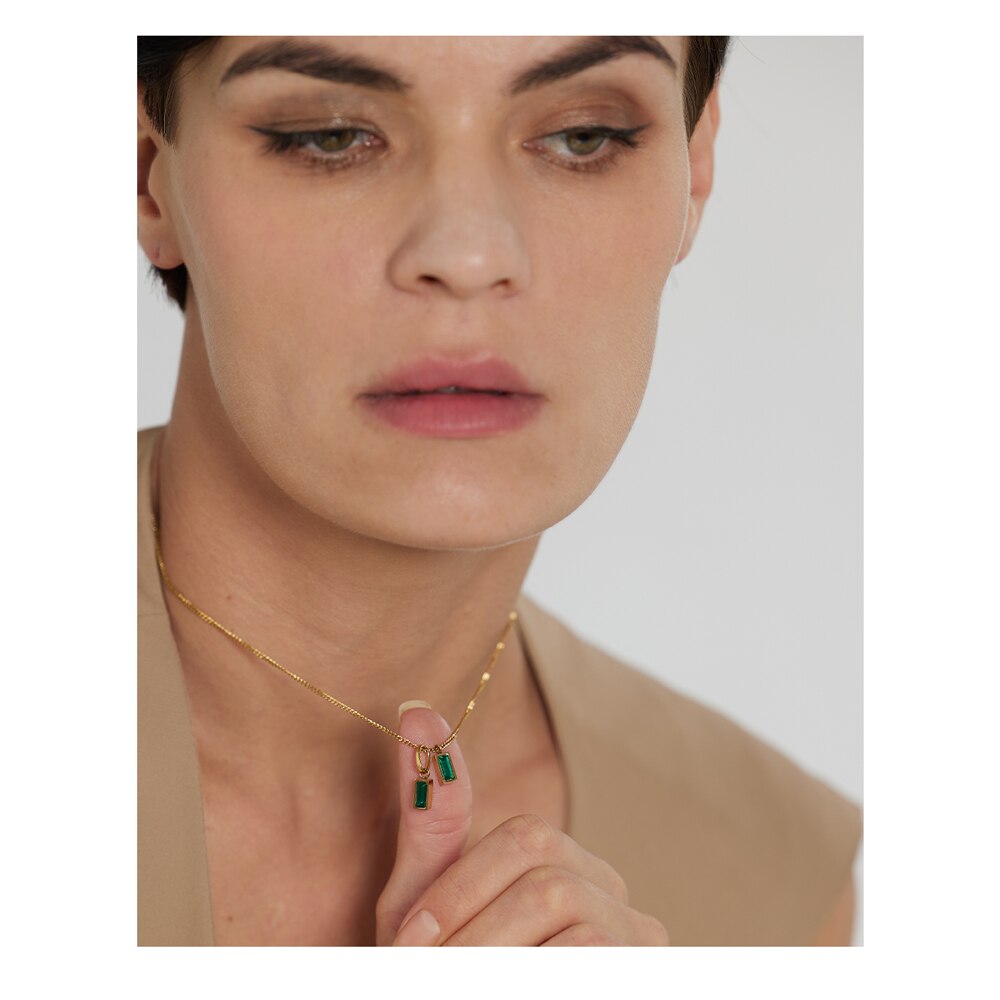 Colar Emery com 2 Pingentes em Zircônia e Ouro 18K