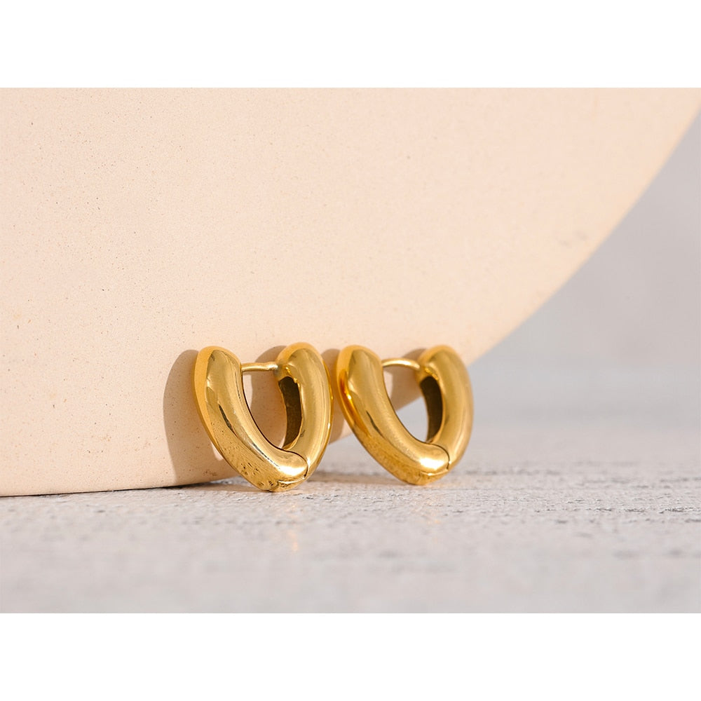 Brinco Chunky Hoop Minimalista em Ouro 18k