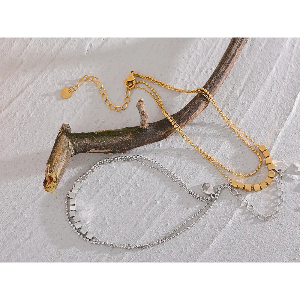 Tornozeleira Fio Duplo Cubic Banhada